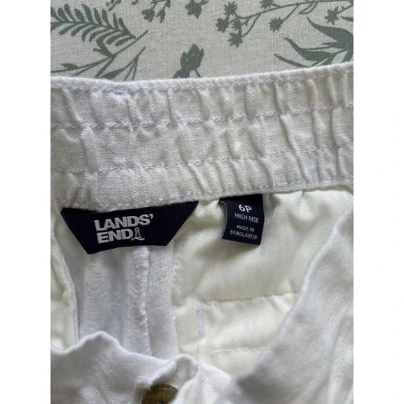 Lands End 100% Linen Pants 6 Petite White Lightweight Summer Casual Pockets EUC - Picture 6 of 10